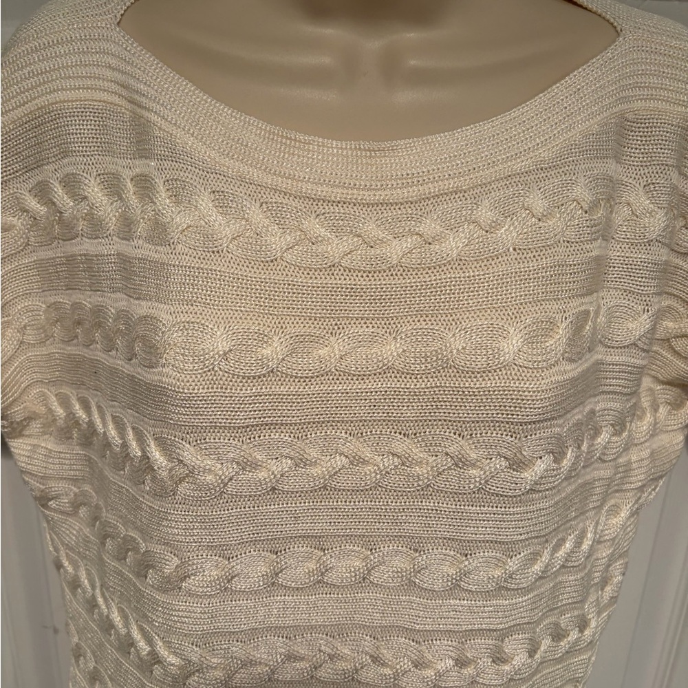 Ralph‎ Lauren Inspired Cable Knit Sweater Top Cream Coastal Grandma Quiet Luxury
